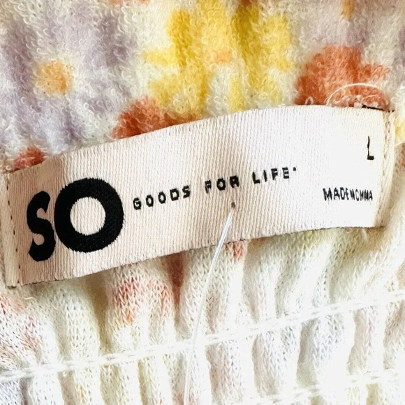 NWT SO Juniors Pullover Square Neck Terry Cloth Smocked Peplum Floral Tank Large - Picture 10 of 12